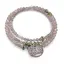Bratara tripla ajustabila cu pietre semipretioase, Agat gri sfere 4mm cu charm floare de lotus si zirconiu verde