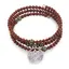 Bratara tripla ajustabila cu pietre semipretioase, Goldstone sfere 4mm cu charm floare de lotus si zirconiu verde
