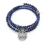 Bratara tripla ajustabila cu pietre semipretioase, Lapis lazuli sfere 4mm cu charm floare de lotus si elemente cu zirconiu verde