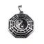 Pandantiv Feng Shui hexagona, Ying Yang argintiu, 32mm