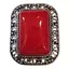 Brosa dreptunghiulara cu Coral rosu, 40x30mm