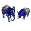 Set statuete premium din sticla Elefant si Rinocer, albastru