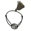 Bratara pe snur elastic cu charm negru floral