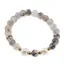 Bratara pe elastic Perle de cultura, bumbi aurii si Agat dragon veins gri sfere mate 8mm