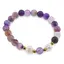 Bratara pe elastic Perle de cultura, bumbi aurii si Agat mov dantelat sfere mate 8mm