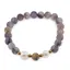 Bratara pe elastic Perle de cultura, bumbi aurii si Agat mov mat sfere 8mm