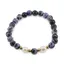 Bratara pe elastic Perle de cultura, bumbi aurii si Agat mov patat sfere fatetate 8mm