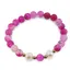 Bratara pe elastic Perle de cultura, bumbi aurii si Agat roz mat sfere 8mm