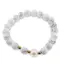 Bratara pe elastic Perle de cultura, bumbi aurii si Howlit sfere mate 8mm