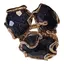 Inel reglabil cu 3 pietre fatetate de Goldstone albastru, montura aurie