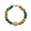 Bratara Agat verde mat si Roca vulcanica aurie sfere 8mm, Cryolit cu flori aurii