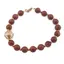 Bratara Goldstone maro sfere 8mm, Perla de cultura cu flori aurii si bumbi aurii