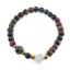 Bratara mix Ochi de tigru colorat sfere 6mm, Larvikit 8mm si steluta din Sidef 10mm cu bumbi aurii