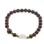 Bratara Obsidian mahon sfere 6mm, Larvikit 8mm si luna din Sidef 12mm cu bumbi aurii
