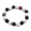Bratara pe elastic cu Onix alb si Agat negru sfere fatetate 10mm, Ochi de tigru roz sfera 10mm
