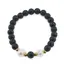 Bratara pe elastic Perle de cultura, bumbi aurii si Agat football negru sfere 8mm