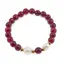 Bratara pe elastic Perle de cultura, bumbi aurii si Agat roz sfere fatetate 8mm