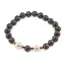 Bratara pe elastic Perle de cultura, bumbi aurii si Obsidian fulg de nea maro sfere 8mm