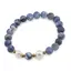 Bratara pe elastic Perle de cultura, bumbi aurii si Sodalit sfere mate 8mm
