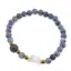 Bratara Sodalit sfere 6mm, Larvikit 8mm si luna din Sidef 12mm cu bumbi aurii