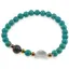 Bratara Turcoaz verde sfere 6mm, Larvikit 8mm si luna din Sidef 12mm cu bumbi aurii