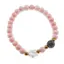 Bratara Coral roz sfere 6mm, Larvikit 8mm si steluta din Sidef 10mm cu bumbi aurii