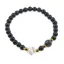 Bratara Goldstone albastru sfere 6mm, Larvikit 8mm si steluta din Sidef 10mm cu bumbi aurii