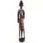 Statueta africana vintage din lemn sculptat manual, cu margele si scoici, 30,5cm