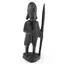 Statueta africana vintage din lemn sculptat manual, pescar cu sulita si peste, 16cm