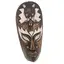 Masca africana vintage din lemn sculptat manual, decorata cu leu alb, 20cm