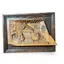 Tablou vintage sculptat manual in lemn, scena de interior rustic, 29cm