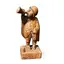 Statueta vintage din lemn sculptat manual, paznic cu felinar si trompeta, 33,5cm
