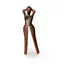 Statueta africana vintage din lemn, femeie stilizata cu bratele ridicate, 32,5cm