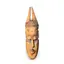 Masca africana vintage din lemn, model razboinic cu coarne si insertii de sidef, 33,5cm