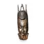 Masca africana vintage din lemn inchis, model regal cu coroana inalta, 32,5cm
