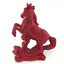 Statueta feng shui Cal rosu pe suport cu picioarele ridicate, 9cm