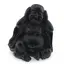 Statueta Buddha vintage neagra din rasina, gestul "nu auzi raul”, 10cm