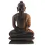 Statueta Buddha vintage din lemn sculptat manual, finisaj ars, 21cm