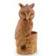 Suport creioane vintage din lemn sculptat manual, in forma de bufniță, 22cm