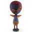 Statueta africana vintage din lemn sculptat manual, colorata in nuante vii, 20cm