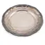 Farfurie rotunda vintage din metal argintiu, model cu margine ondulata, 18cm