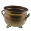 Vas vintage din alama pe picioare, cu manere laterale ornamentale, 16cm