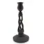 Sfesnic vintage din lemn sculptat manual, model spiralat cu baza larga, 23cm