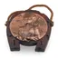 Tablou decorativ vintage din cupru pe suport din lemn, portret femeie cu peisaj marin, 16cm