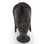 Bust african vintage din lemn sculptat manual, model cu par impletit si cercei, 18cm