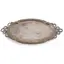 Tava ovala vintage, model argintiu cu manere decorative, 23cm