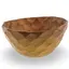 Bol din lemn vintage, model sculptat manual cu textura geometrica, 17cm