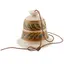 Clopotel ceramic vintage, model crem cu frunze verzi pictate, 10cm