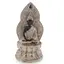 Statueta Buddha vintage, model argintiu cu detalii negre, 17,5cm