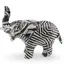 Figurina elefant vintage, model alb-negru cu dungi si colaje grafice, 11cm